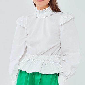 Ganni Cotton Poplin Cropped Blouse